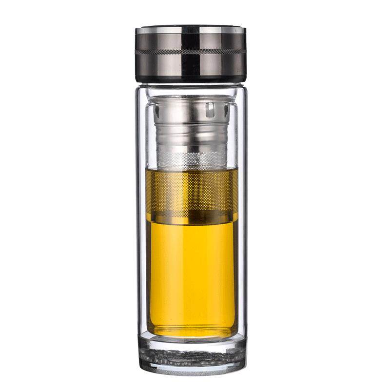 车载耐热水晶印字logo双层玻璃杯