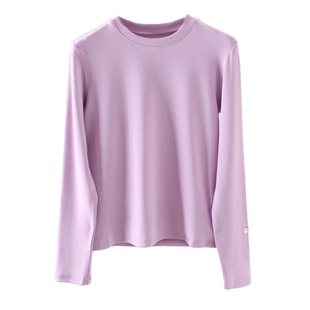 糯叽叽 保暖舒适棉弹力大码亲肤圆领显瘦T恤长袖打底简约上衣