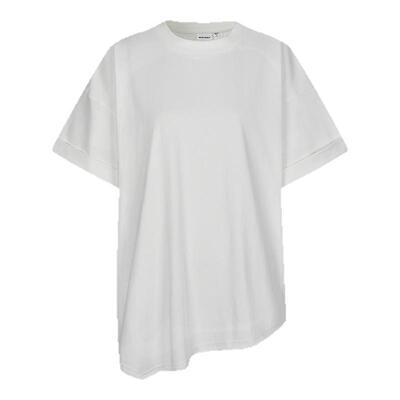 MOUSSY 夏季纯色简约不规则下摆时尚圆领T恤028ISA80-3111