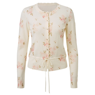 【SGPR】晕染花卉毛针织衫2026年春季新款针织开衫外套印花毛衣