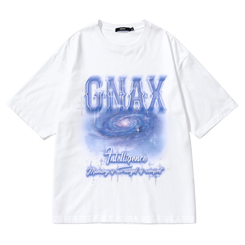 GENANX闪电潮牌夏新款满天星字母印花宽松落肩袖纯棉T恤左航同款