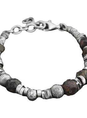 男925纯银复古天然石榴石手链