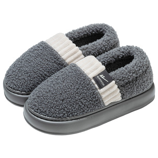 回力包跟棉拖鞋男士2025新款冬季家居室内厚底防滑加绒情侣毛拖鞋