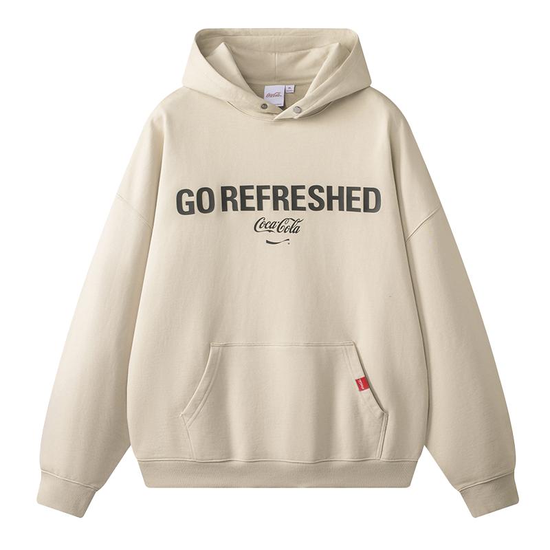 Coca-Cola/可口可乐 连帽卫衣纽扣秋冬款情侣衣服外套 男女同款