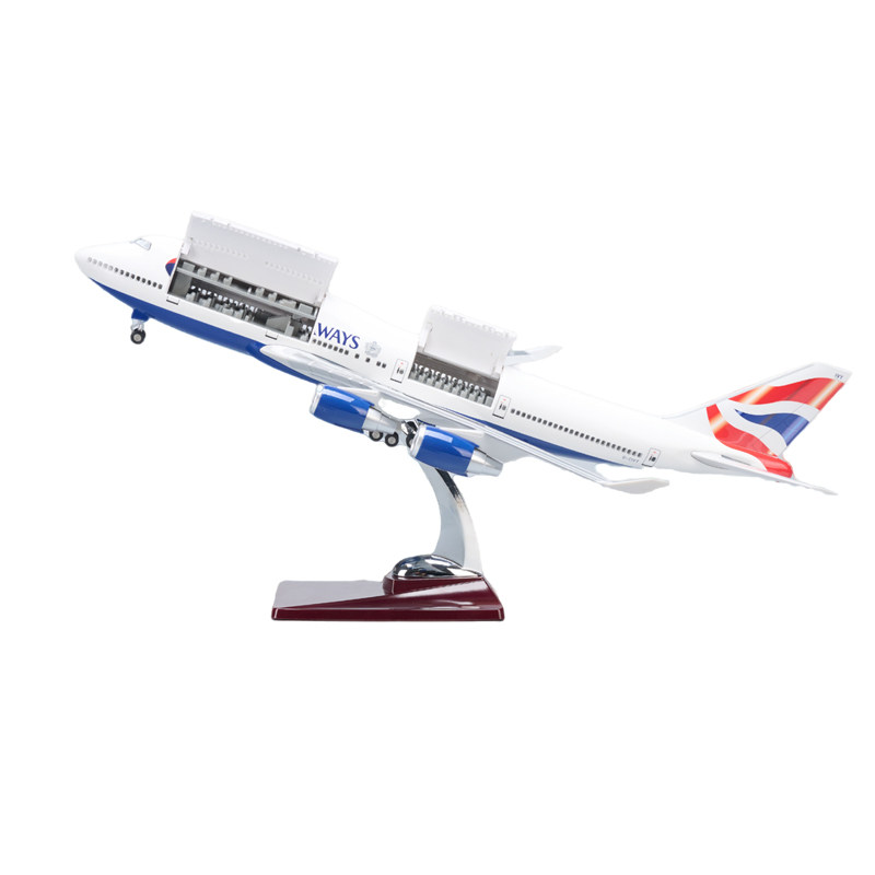 带灯可开舱盖英国航空747仿真客机飞机模型拼装摆件收藏礼物