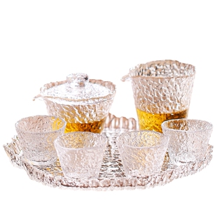 复古玻璃盖碗茶杯单个泡茶碗大号茶碗不烫手手抓茶壶高端功夫茶具