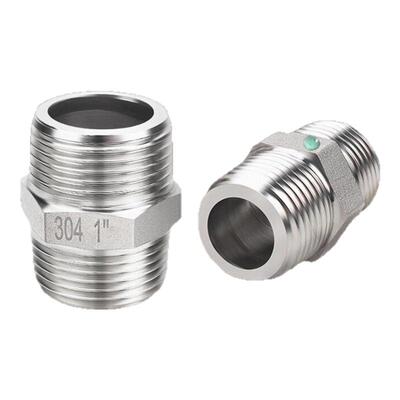 加厚平口304不锈钢六角外丝接头