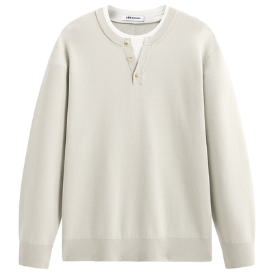 【商场同款】太平鸟男装 休闲毛衫男士假两件纯色毛衣 B1EBF440K