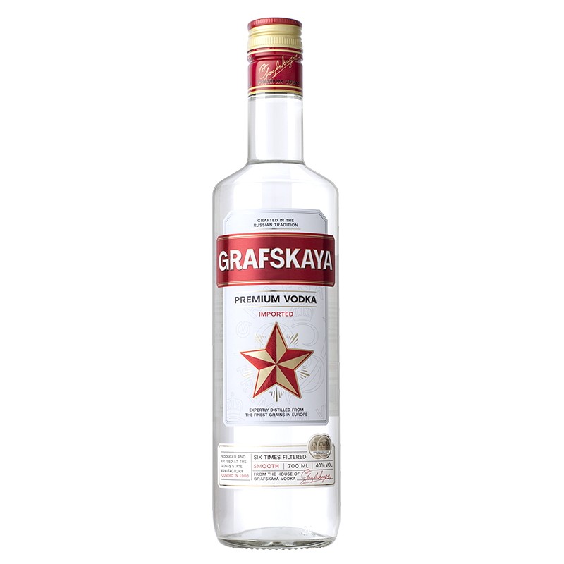 洋酒格拉夫GRAFSKAYA红牌原味伏特加调酒鸡尾酒基酒烈酒700ml