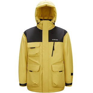 森马鹅绒羽绒服男2025冬季新款防寒服男士三防户外工装拼接厚外套