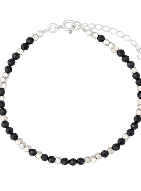 BZV夜幕黑色串珠高级感纯银手链