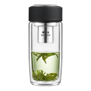 万象玻璃杯双层隔热男女士泡茶杯大肚高档水杯车载杯子带滤网茶杯
