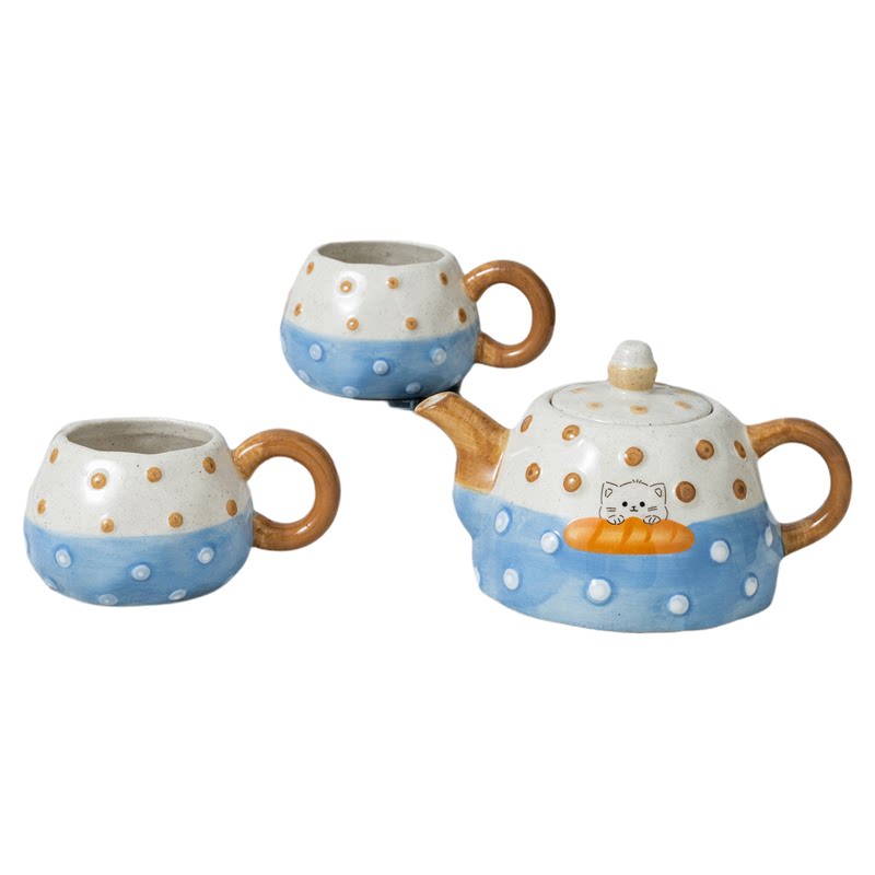 阁楼花开陶瓷茶壶套装家用茶水分离套杯高档伴手礼送女生喝水杯子