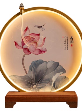 观音佛像发光背光灯家用佛堂神台圆形背景灯佛像灯圈底座禅意装饰