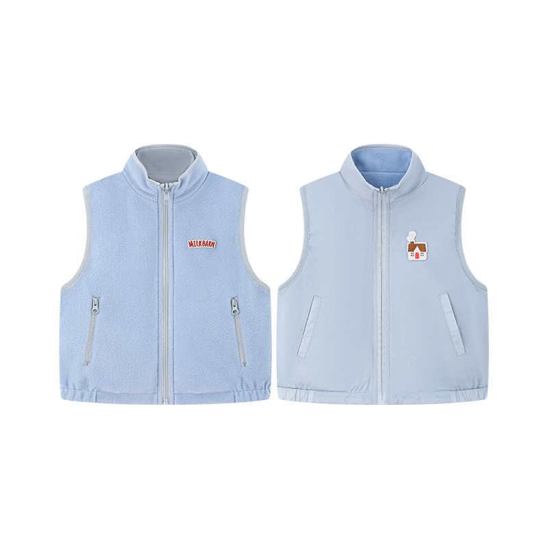 Milkbarn2026秋冬新品宝宝两面穿马甲男女童坎肩简约百搭上衣宽松