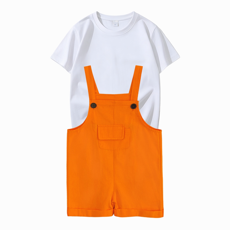 儿童舞蹈服女童幼儿园多巴胺服装吊带裤纯棉彩色背带裤演出服套装