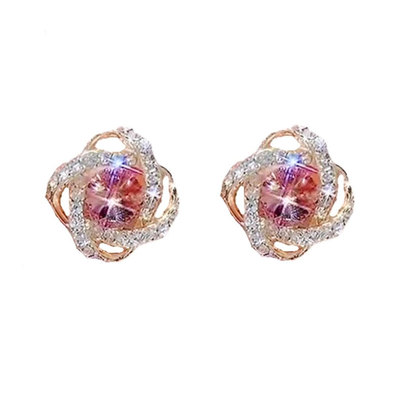 缠绕满钻紫水晶耳钉轻奢高级感女