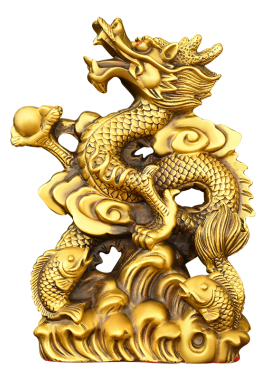 醉芒纯黄铜龙摆件龙腾四海工艺品