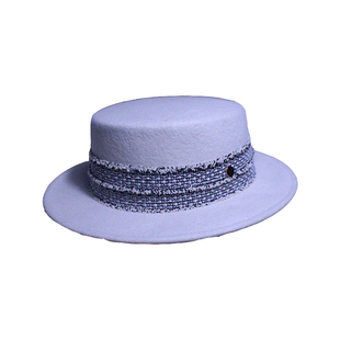 帽子女秋冬百搭洋气毛呢平顶礼貌帽小香风格短檐帽子女韩版潮逛街