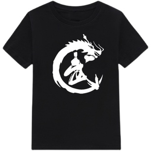 儿童武术服练功服短袖T恤表演服男女广告衫定制纯夏棉功夫训练服