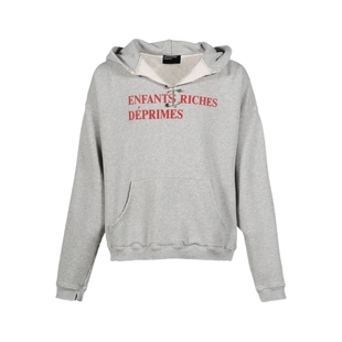 ERD忧郁的富二代花灰别针磨破坏字母水洗做旧连帽衫美式休闲卫衣