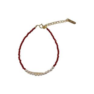 天然淡水珍珠手串红色尖晶石细闪不褪色手链925银转运珠平安手绳