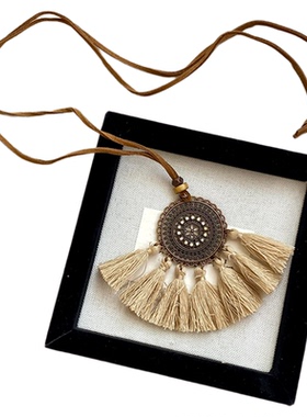 【我的脸很圆】时尚小众腔调民族风圆盘流苏长款颈间饰氛围感拉满