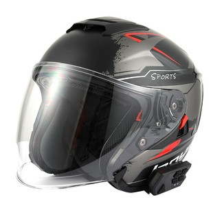 摩托车头盔半盔男带蓝牙耳机内置四季大码大头围四分之三盔4分之3