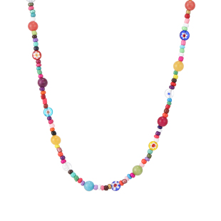 VOYAGE彩色花朵琉璃串珠项链女士轻奢小众甜酷锁骨链高级感配饰夏