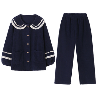 都市丽人加厚睡衣女款秋冬珊瑚绒可爱娃娃领可外穿家居服2025新款