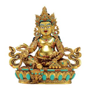 欧斯特全鎏金《黄财神》室内家用宝石镶嵌《五姓财神》铜像摆件