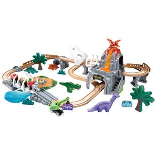 Hape夜光恐龙主题火车轨道木制滑行儿童过山车发声宝宝玩具礼物