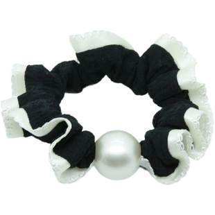 高级感韩系花边雪纺小肠发圈2024新款夏天扎头发珍珠头绳女头饰