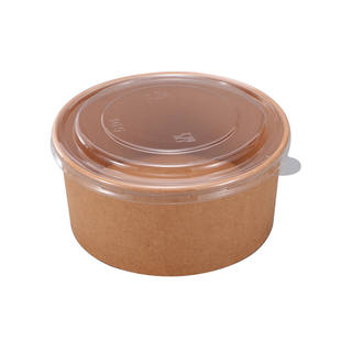 加厚一次性牛皮纸碗打包盒1000沙拉碗水果外卖卤肉饭带盖圆形餐盒