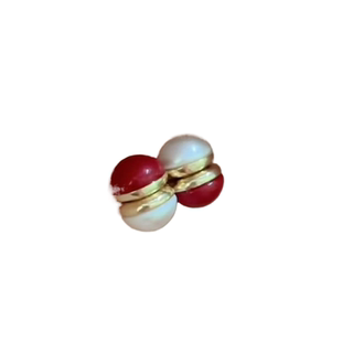 无痛吸铁石磁吸耳夹大气简约复古圆形珍珠双面红白免打孔耳钉耳环