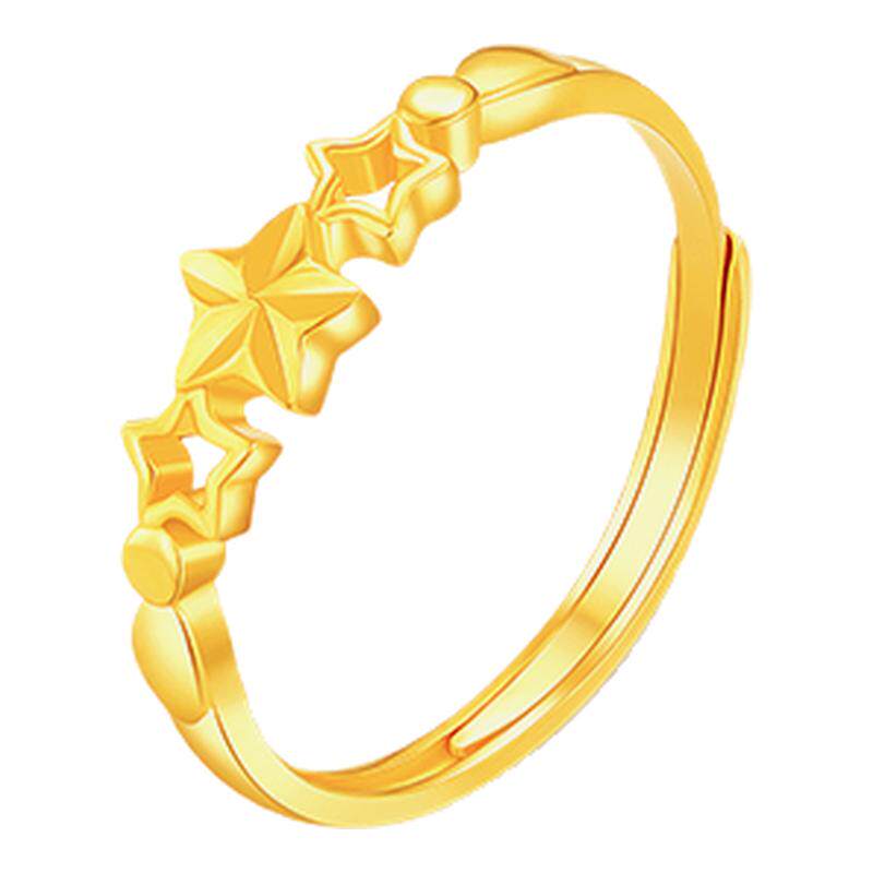 【中国黄金官方店】黄金戒指女款足金五角星活圈戒指百搭新品送礼