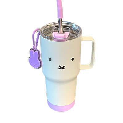 巨无霸保温杯大容量吸管水杯高颜值不锈钢带把手车载冰霸杯保冷杯