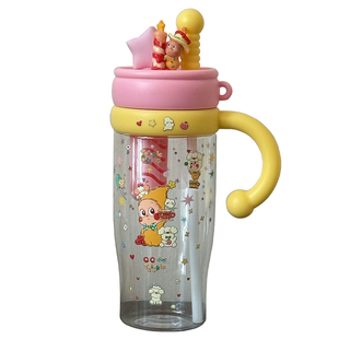 可爱星星人塑料杯男女学生卡通高颜值大容量冰霸杯户外吸管水杯子