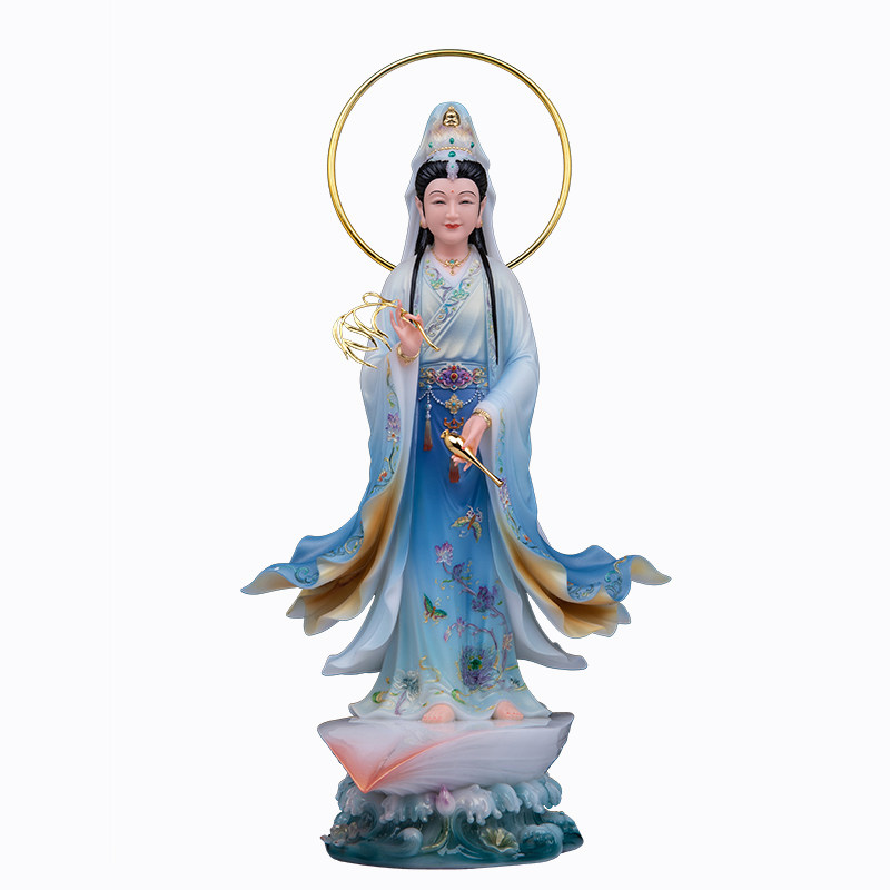 观音菩萨佛像汉白玉一叶观音大慈大悲南海观世音佛像家用供奉摆件