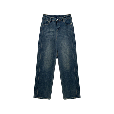 NAZ那子大码冬季高腰减龄复古显瘦加厚胖mm加绒保暖直筒牛仔裤女