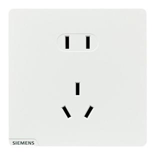 西门子开关插座皓彩米绒白哑光奶油白色一开五孔USB空调电脑套餐