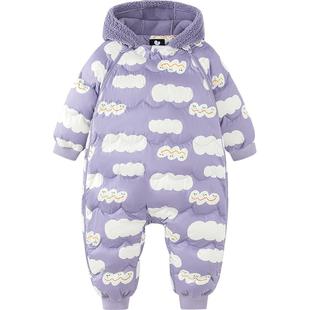 迷你巴拉巴拉宝宝羽绒服连体衣婴儿衣服秋冬款男童女童加厚外出服