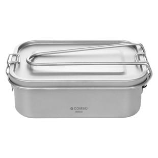 密封钛饭盒不漏汤800ml露营便携纯钛大饭盒户外纯钛明火加热饭盒