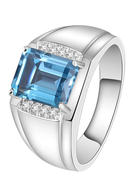 高级感925银托帕石戒指男