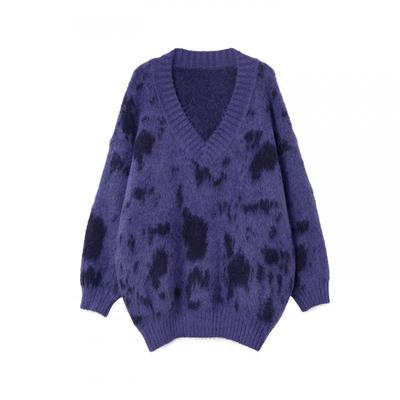 宝诗黎V领中长款慵懒毛衣