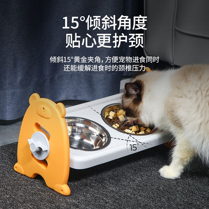 宠物猫碗可调节护颈碗碗不锈钢狗碗单大容量碗狗狗猫咪饮水批发双