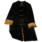 2025秋冬季新款中国风丝绒中长款高端盘扣风衣复古女外套太极拳服