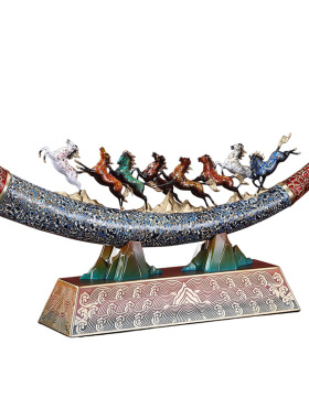 全黄铜象牙雄风八骏马摆件高档客厅玄关大厅装饰高端大气乔迁贺礼