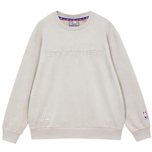 杰克琼斯男装秋冬NBA联名款篮网队篮球简约休闲字母圆领套头卫衣