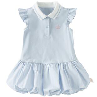 戴维贝拉儿童连衣裙女童2026新款Polo泡泡裙女宝宝学院风裙子夏装